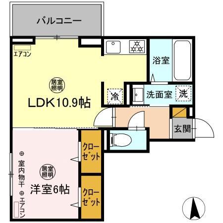 FERRO PINO(1LDK/3階)の間取り写真
