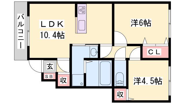 アリスI(2LDK/1階)の間取り写真