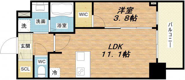 プレサンス京町堀(1LDK/4階)の間取り写真