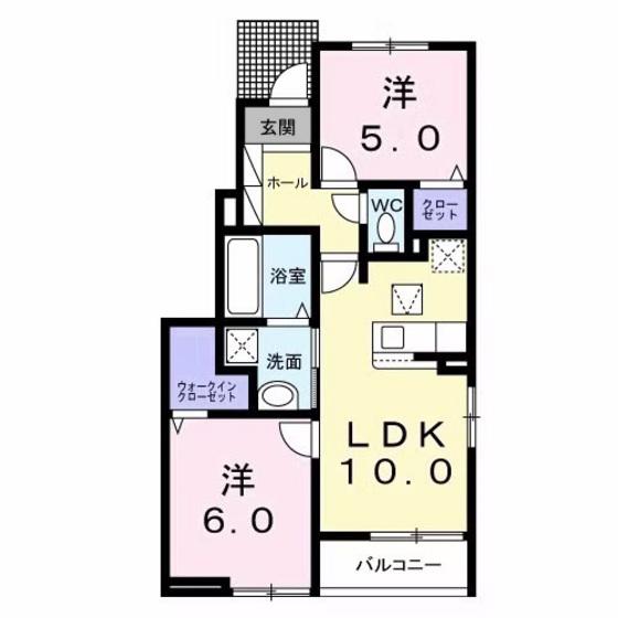 オーブ・レジェール(2LDK/1階)の間取り写真