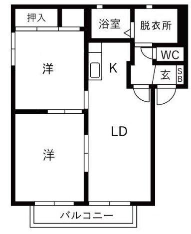ル パンA(2LDK/1階)の間取り写真