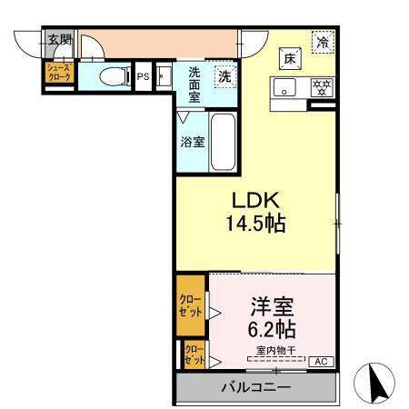 D-HILLS下池川町(1LDK/3階)の間取り写真