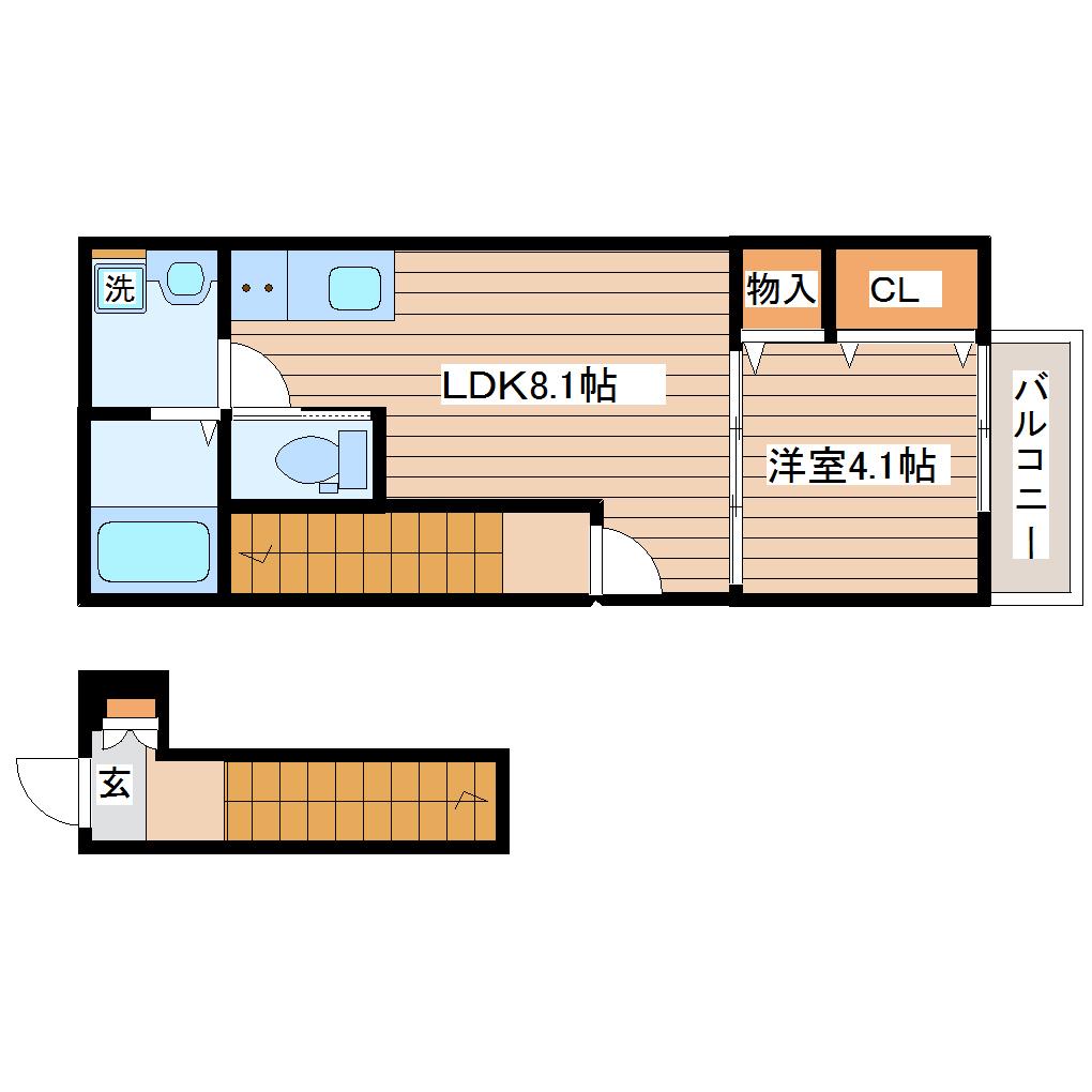 BEFINE門前町(1LDK/2階)の間取り写真