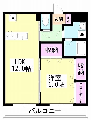ニューライフ津田沼東(1LDK/3階)の間取り写真