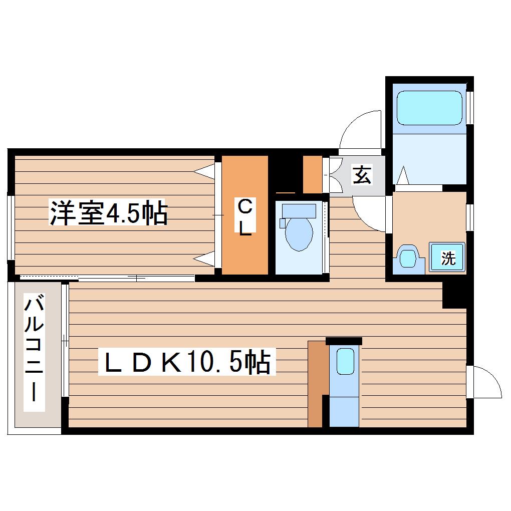 ラ・グラシューズ(1LDK/2階)の間取り写真