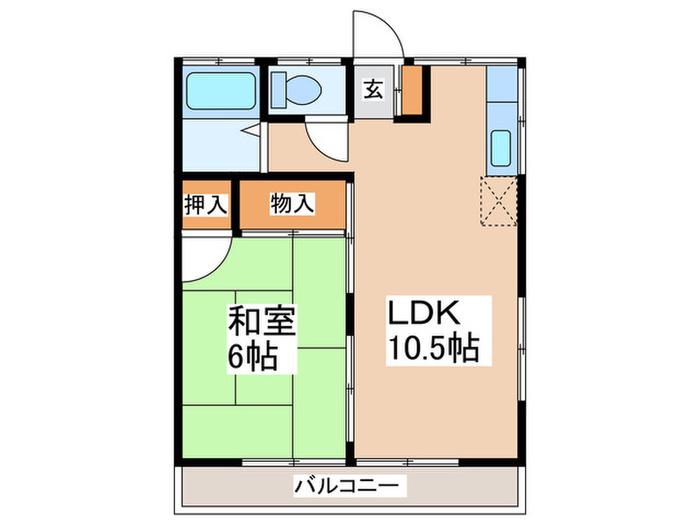 黒滝荘(1LDK/2階)の間取り写真