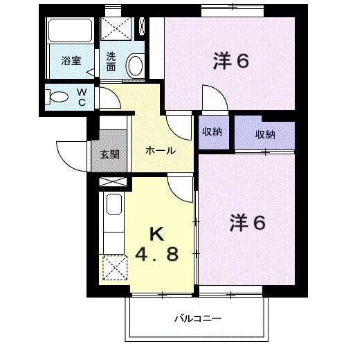 プレイス寿久茂A(2K/2階)の間取り写真
