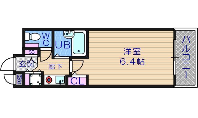プレサンス内本町(1K/4階)の間取り写真