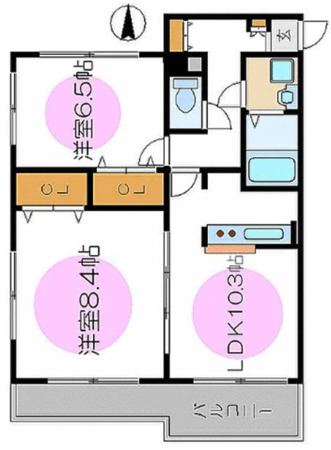 サンリッシェル(2LDK/3階)の間取り写真
