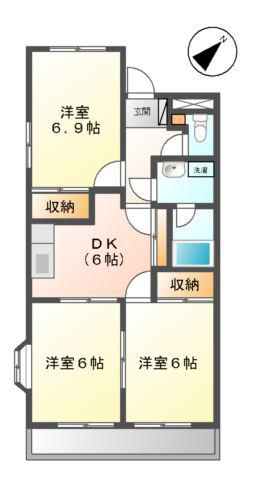 ソレイユ(3DK/2階)の間取り写真