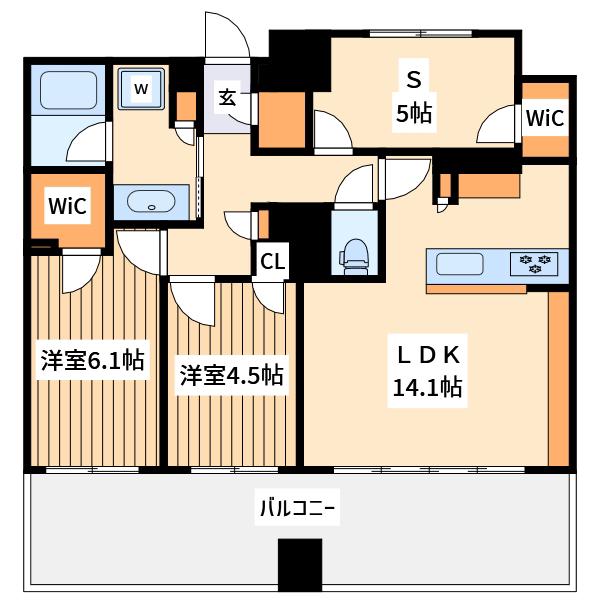 クリオレジダンス横濱ザマークス(2SLDK/1階)の間取り写真