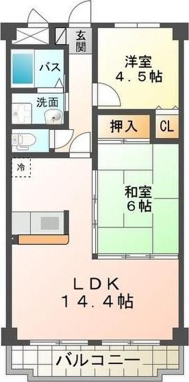 グレース21(2LDK/3階)の間取り写真