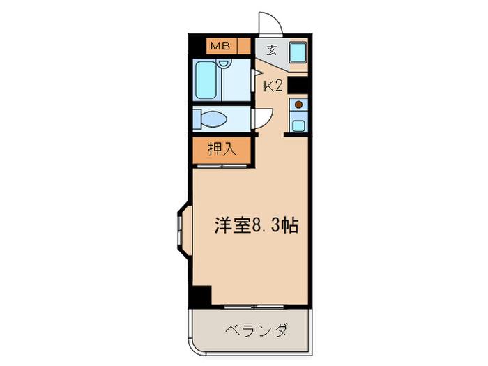 ヴァコールウチハマ(ワンルーム/2階)の間取り写真