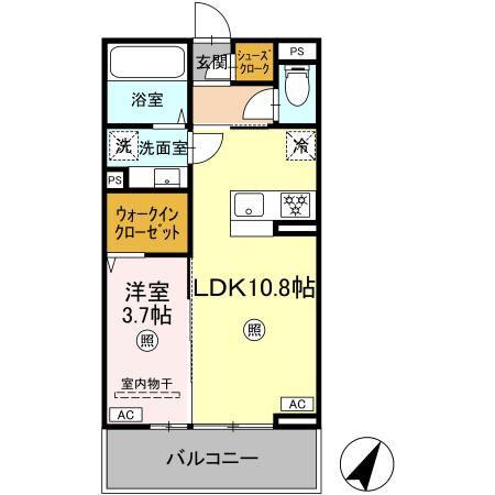 CREAS(1LDK/3階)の間取り写真