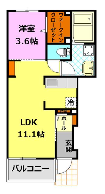 モデラート(1LDK/1階)の間取り写真