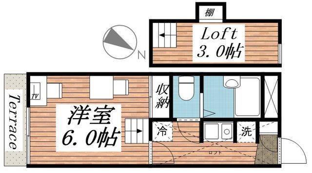 河原子レジデンス(1K/1階)の間取り写真
