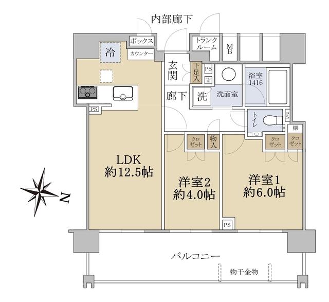 ブランズ円山裏参道レジデンス(2LDK/5階)の間取り写真