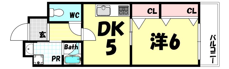コスタレイ神戸三宮(1DK/10階)の間取り写真