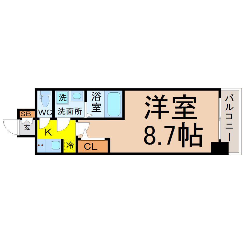 S-RESIDENCE名駅ウエスト(1K/2階)の間取り写真