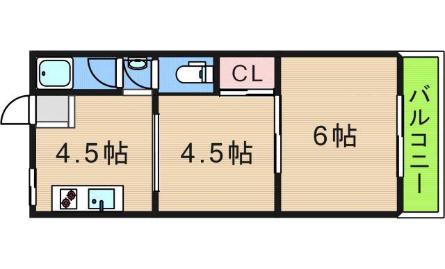 リアライズ北加賀屋(2DK/2階)の間取り写真