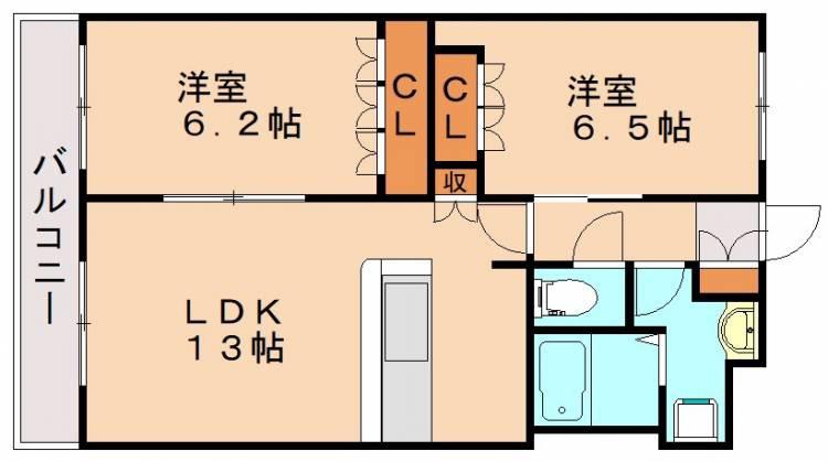 フォレストハイムII(2LDK/1階)の間取り写真