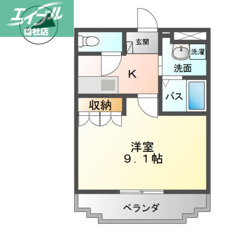 エクシヴボヌール(1K/2階)の間取り写真