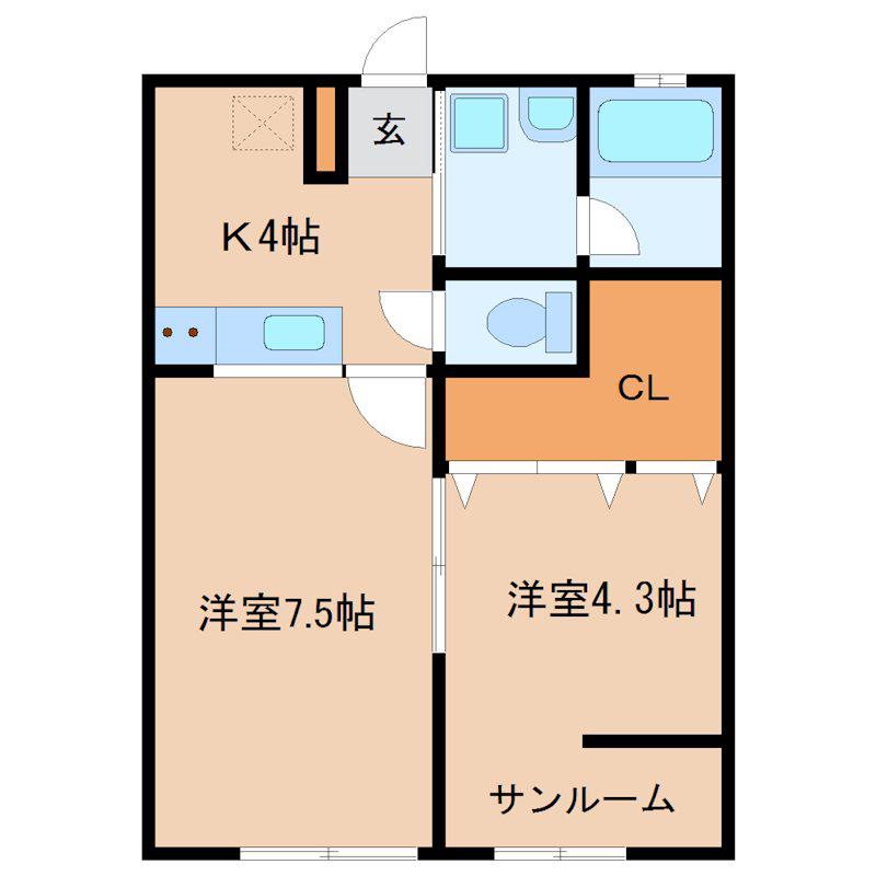 レガーメ(2DK/2階)の間取り写真