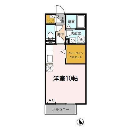 パストラル ドミール(ワンルーム/2階)の間取り写真
