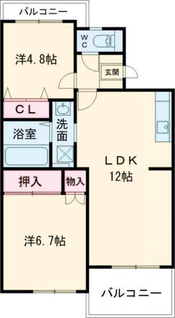 アーニス(2LDK/2階)の間取り写真