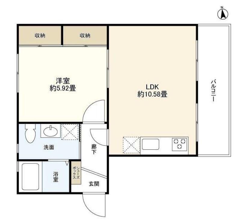 市ヶ谷加賀町アパート(1LDK/1階)の間取り写真