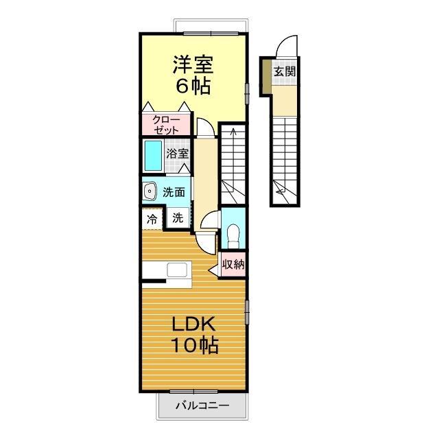 シャトレ桜3(1LDK/2階)の間取り写真