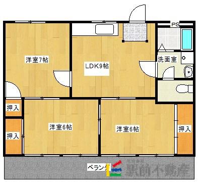 TRハイツ(3LDK/3階)の間取り写真