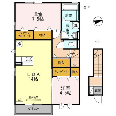 D-ROOMアネシス(2LDK/2階)の間取り写真