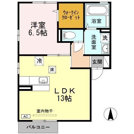 エヴァーフォレスト(1LDK/1階)の間取り写真
