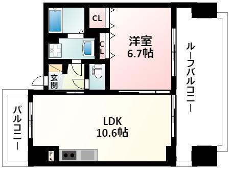 SERENITE江坂四番館(1LDK/12階)の間取り写真