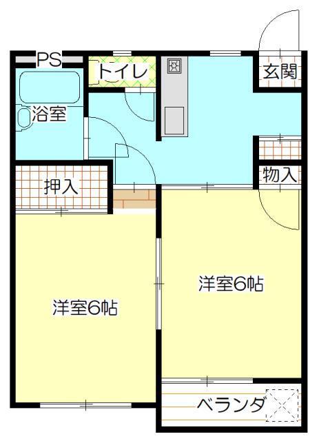 サンハウス藤(2K/2階)の間取り写真
