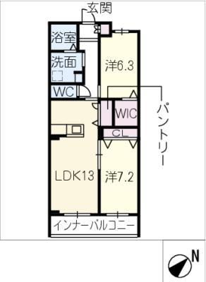レジデンス高美(2LDK/2階)の間取り写真