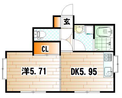 パワーズ116(1DK/2階)の間取り写真