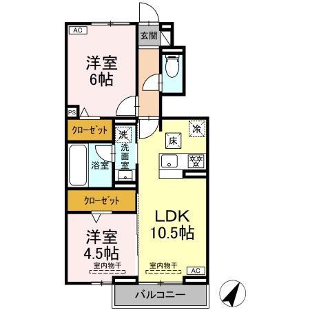 ラ・フレーズ(2LDK/1階)の間取り写真