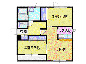 RS COURT(2LDK/3階)の間取り写真