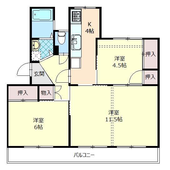 ノーベル登町(3K/4階)の間取り写真