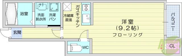 COLONIAL藤松(ワンルーム/1階)の間取り写真