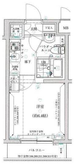 スパシエ新宿哲学堂公園(1K/2階)の間取り写真