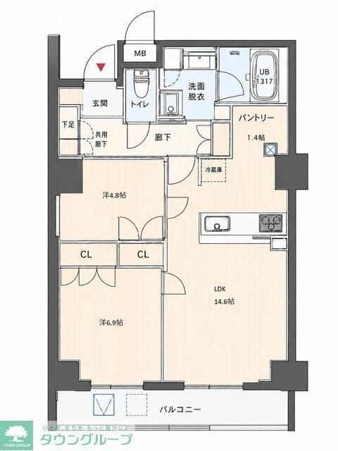 EVERGREEN(2LDK/7階)の間取り写真