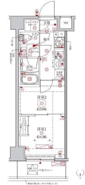 クレイシアIDZ王子フォレストヒルズ(2K/2階)の間取り写真