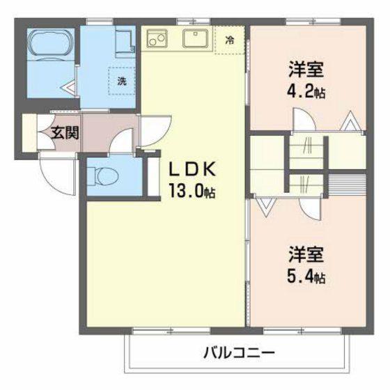 サンライフU C棟(2LDK/2階)の間取り写真