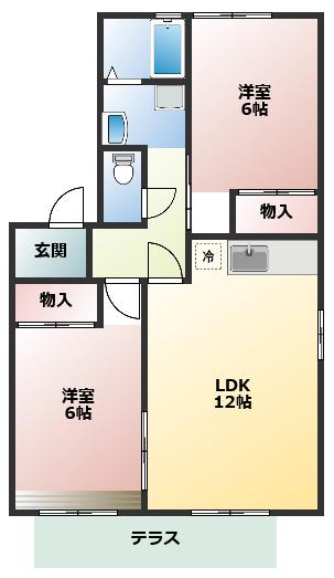 エクセル吉田(2LDK/1階)の間取り写真