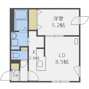 ミカエルアルファ(1LDK/2階)の間取り写真