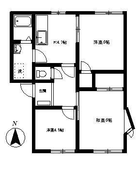 グリーンパレスE棟(3K/1階)の間取り写真
