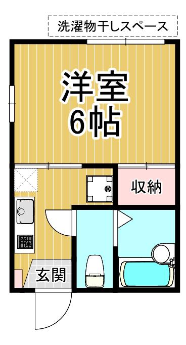 阪急今津線 仁川駅 徒歩6分 2階建 築41年(1K/2階)の間取り写真